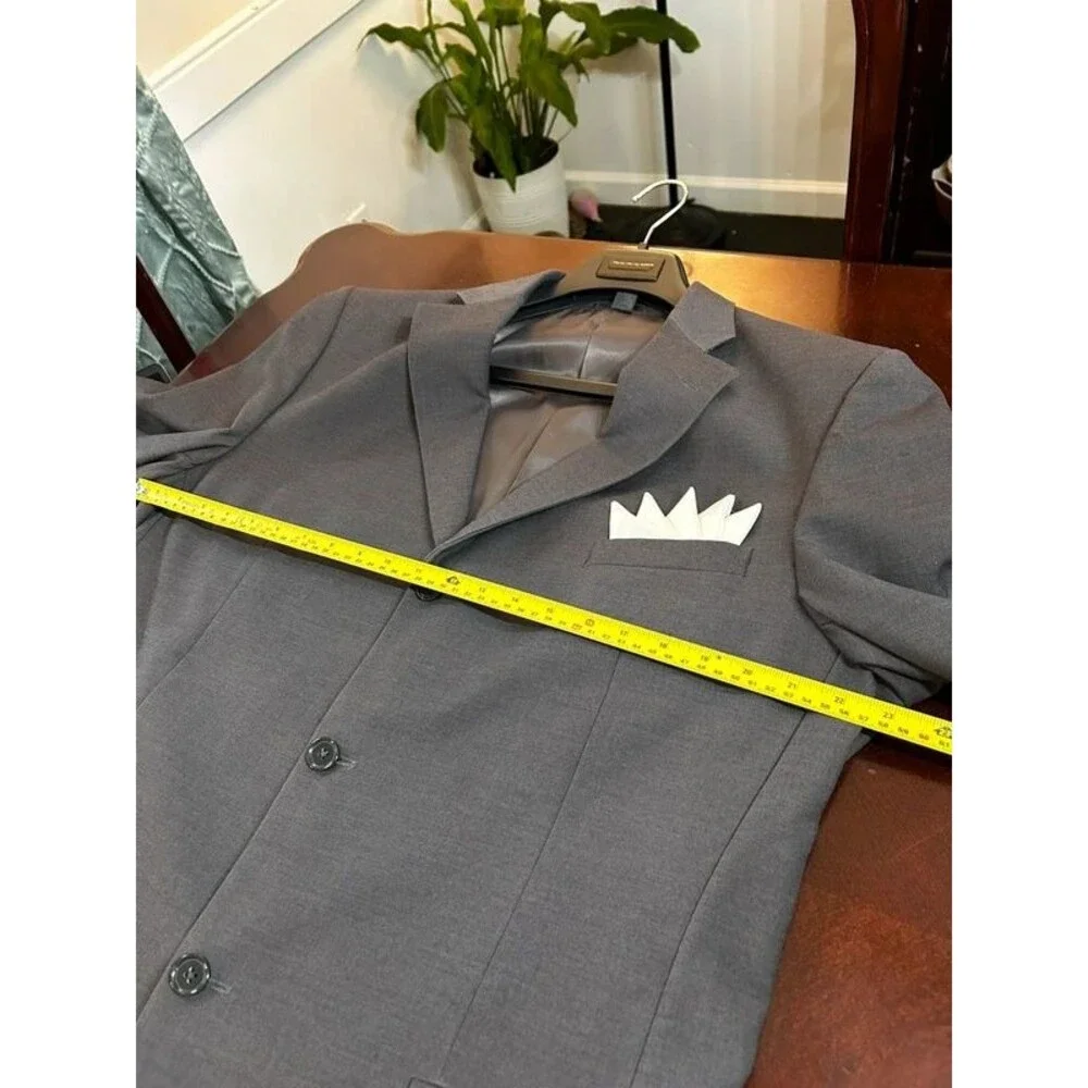 Mossanni Collezioni Gray Solid Suit Jacket 42L 3-Button Notch Lapel Double Vent